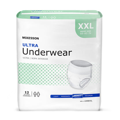 McKesson Ultra Unisex Adult Absorbent Underwear Pull On with Tear Away Seams 2X-Large Disposable Heavy Absorbency (724919_BG)
