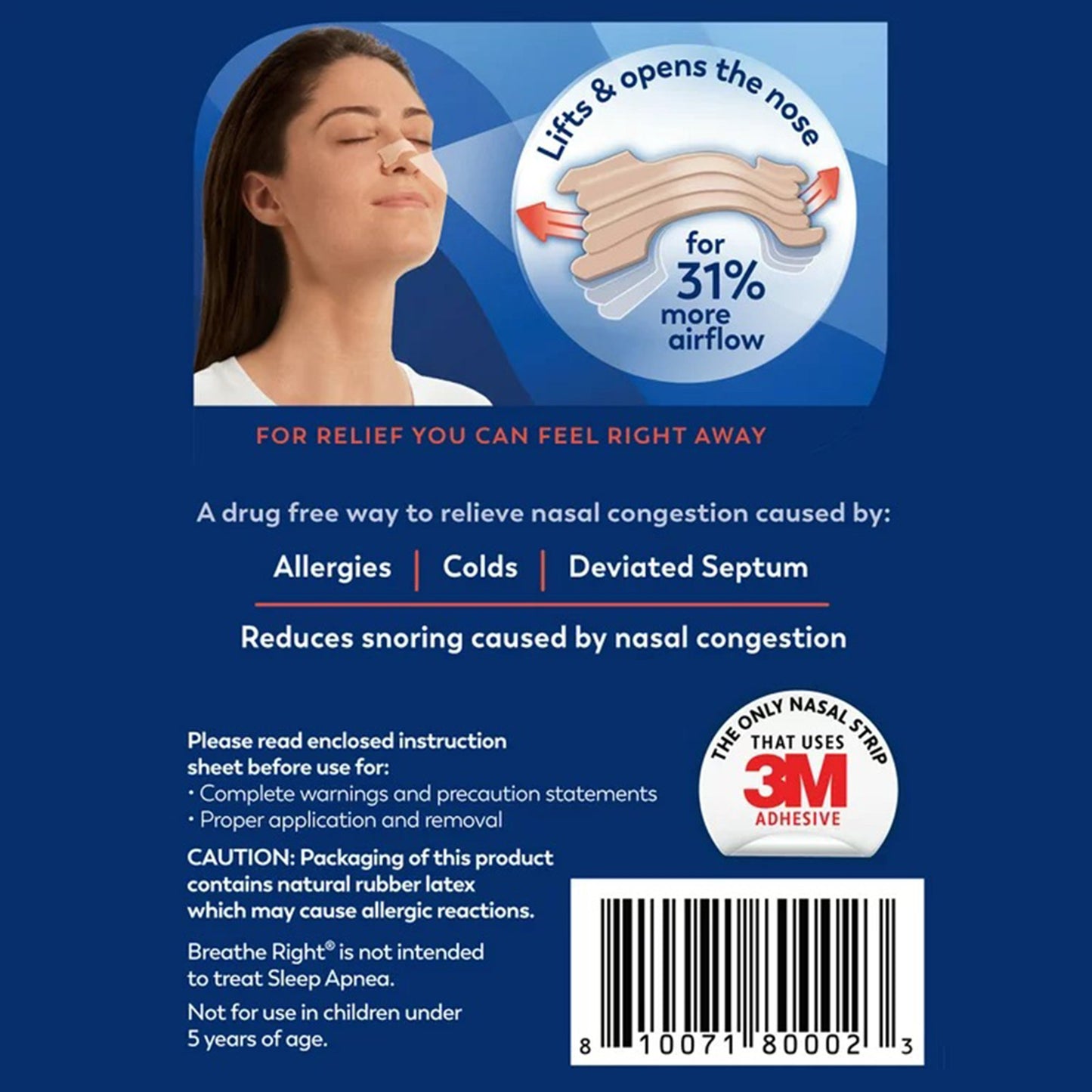 Breathe Right® Extra Strength Allergy Relief Nasal Strip 26 per Box (1231561_BX)