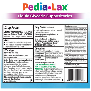 Pedia-Lax® Laxative Suppository 6 per Box 2.8 Gram Strength Glycerin (730079_BX)