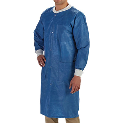 LabMates® Lab Coat Blue Small Knee Length SMS Disposable (1149936_BG)