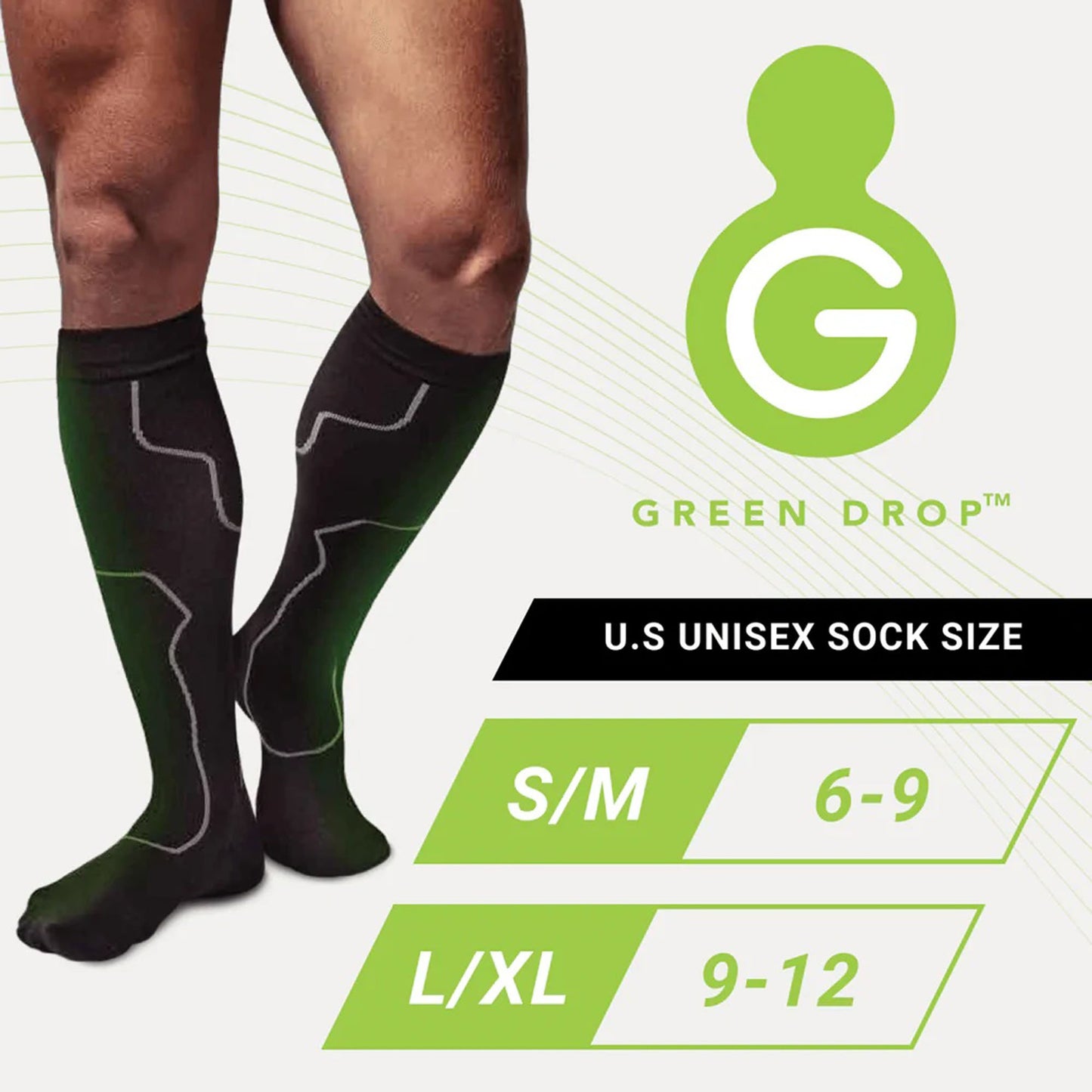 Green Drop™ Compression Socks Knee High Small / Medium Black Closed Toe (1230640_PR)