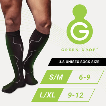 Green Drop™ Compression Socks Knee High Small / Medium Black Closed Toe (1230640_PR)