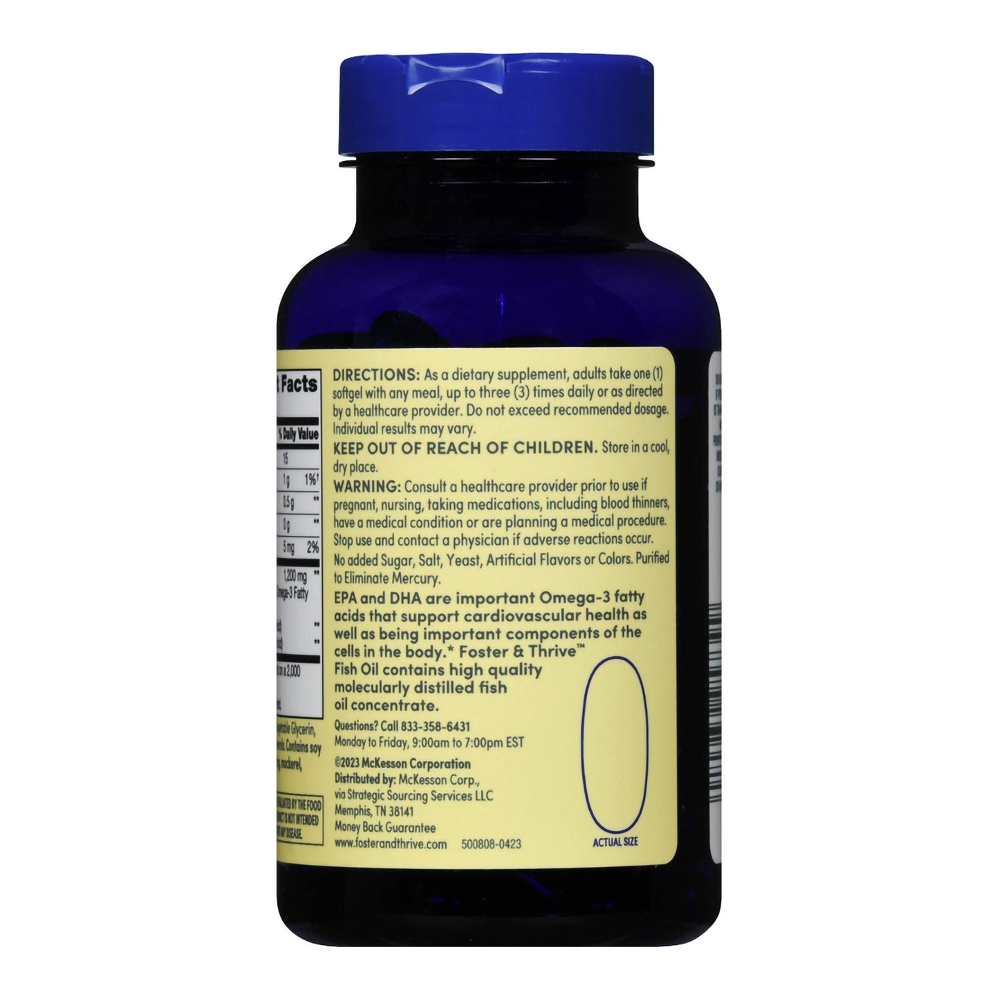 Foster & Thrive™ Omega 3 Supplement Fish Oil 1,200 mg Strength Softgel 100 per Bottle (1238889_BT)