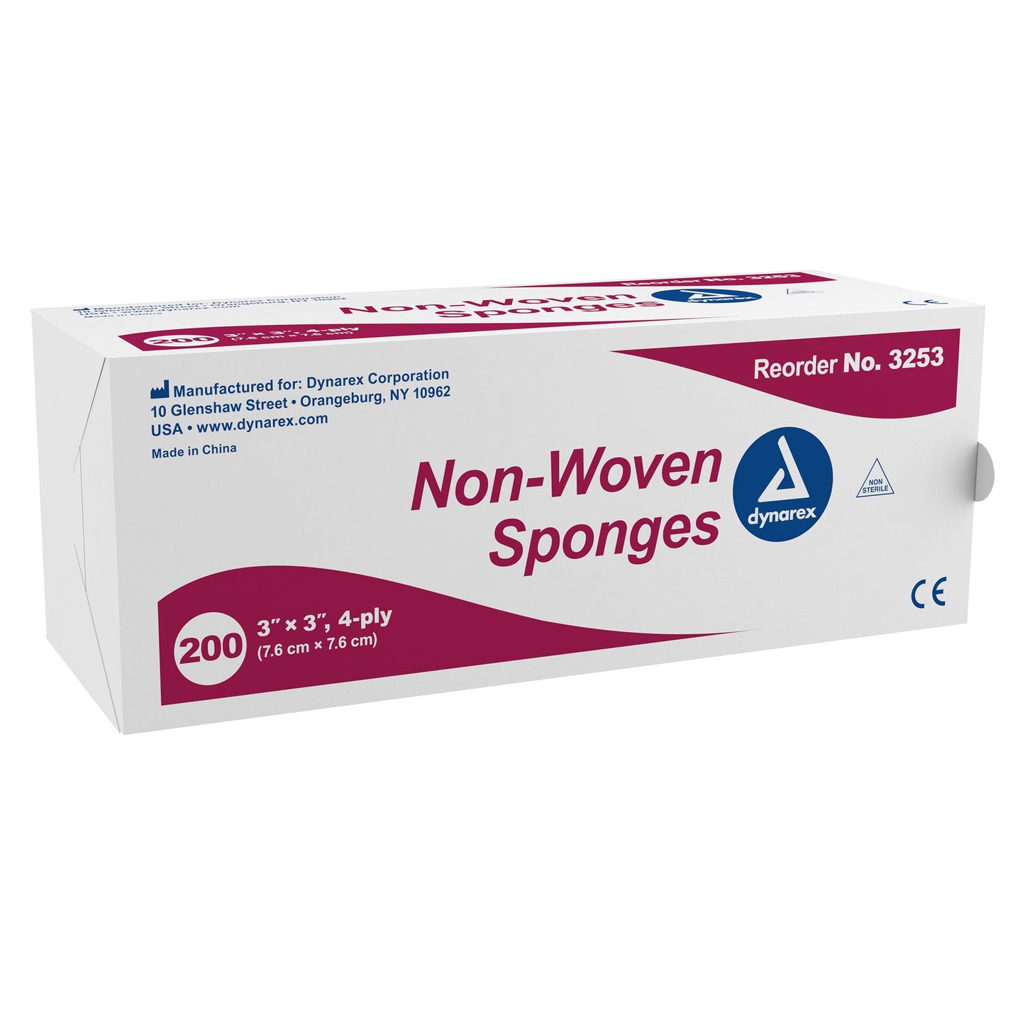 Dynarex® Nonwoven Sponge 3 X 3 Inch 4-Ply NonSterile 200 per Pack (864464_BX)