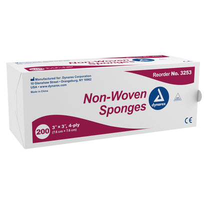 Dynarex® Nonwoven Sponge 3 X 3 Inch 4-Ply NonSterile 200 per Pack (864464_BX)