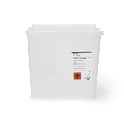 McKesson Prevent® Sharps Container Translucent Base 10-3/4 H X 10-1/2 W X 4-3/4 D Inch Horizontal Entry 1.25 Gallon (855126_EA)