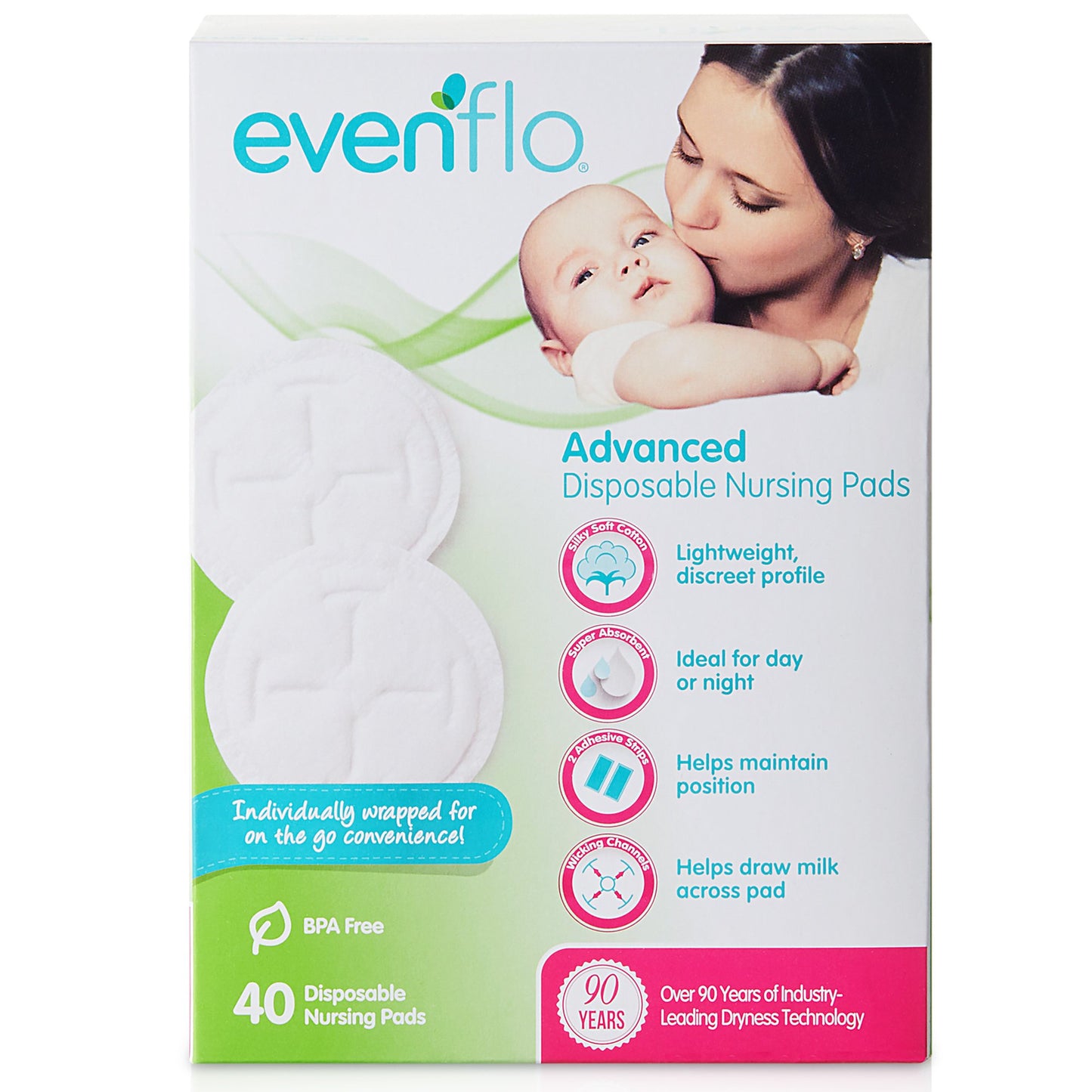 Evenflo Advanced Nursing Pad One Size Fits Most Soft Breathable Material Disposable (1041159_EA)