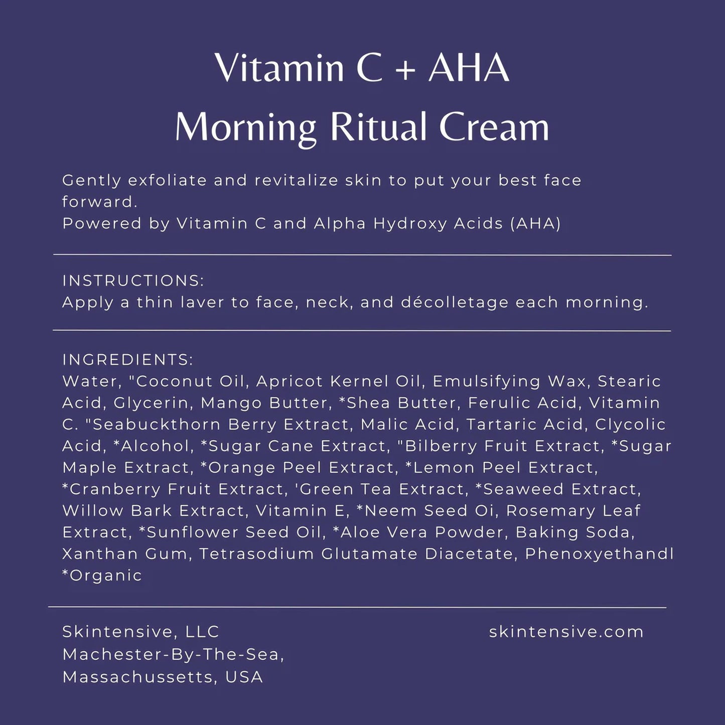 Skintensive® Vitamin C + AHA Morning Ritual Cream Facial Moisturizer 1.6 oz. Jar Unscented Cream (1267987_CS)