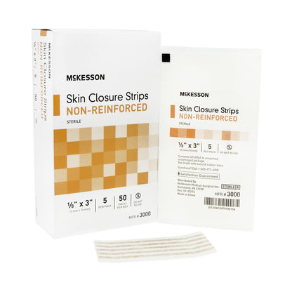 McKesson Skin Closure Strip 1/8 X 3 Inch Nonwoven Material Flexible Strip Tan (876299_CS)