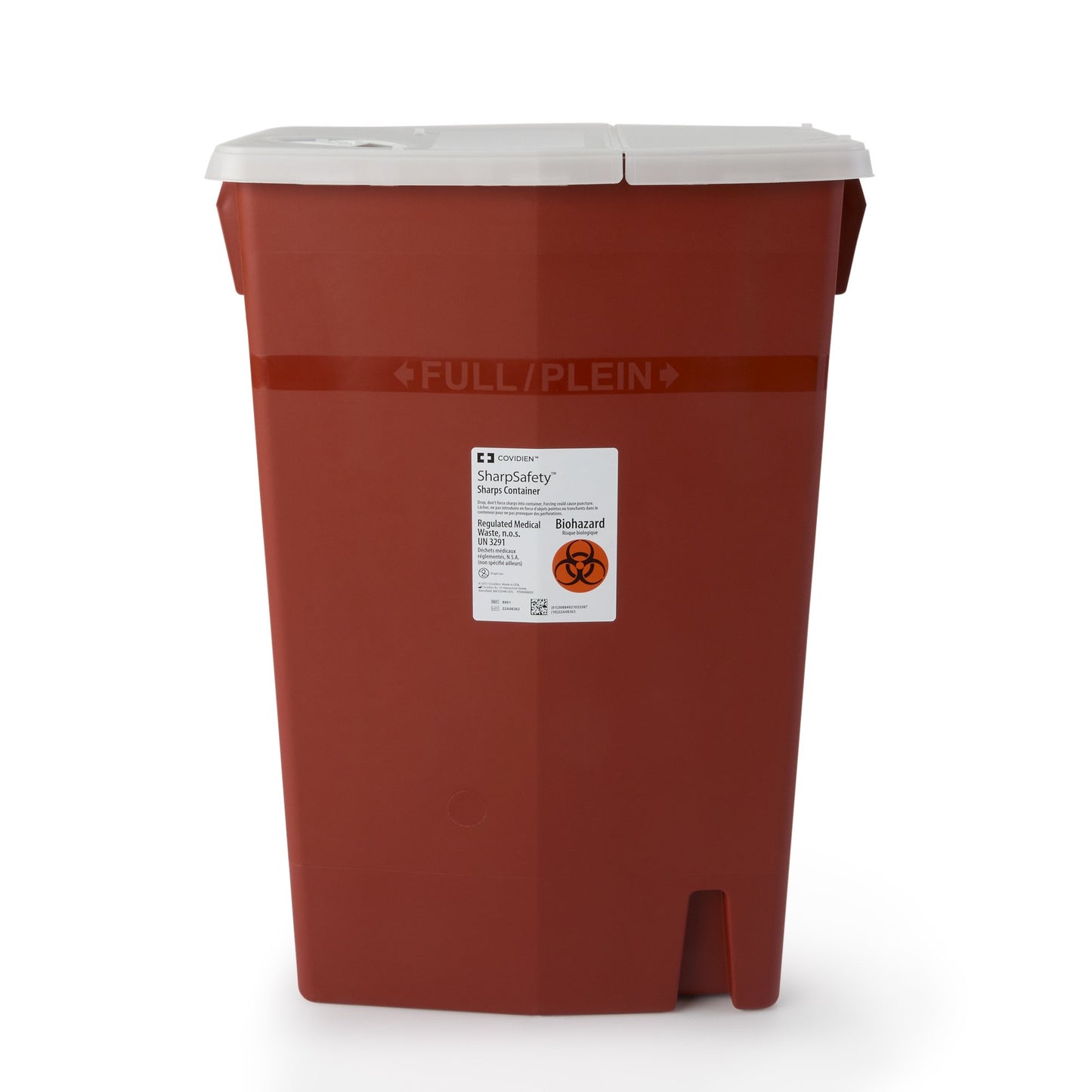 SharpSafety™ Sharps Container Red Base 26 H X 18-1/4 W X 12-3/4 D Inch Horizontal Entry 18 Gallon (187921_CS)