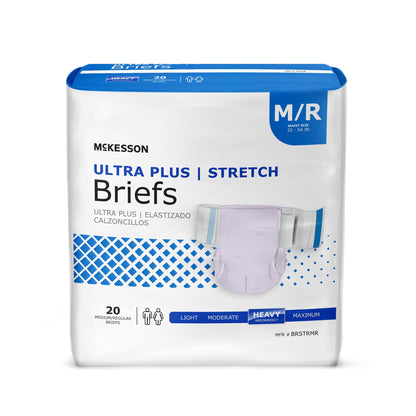 McKesson Ultra Plus Stretch Unisex Adult Incontinence Brief Medium Disposable Heavy Absorbency (884170_BG)