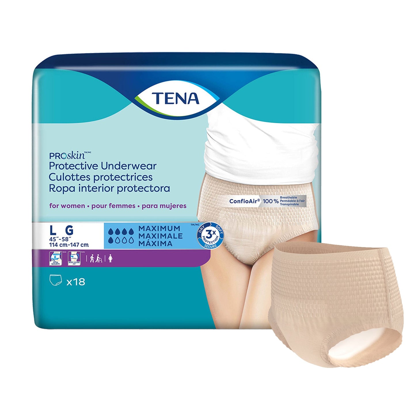 TENA® ProSkin™ Protective Female Adult Absorbent Underwear Pull On with Tear Away Seams Large Disposable Moderate Absorbency (1135408_BG)