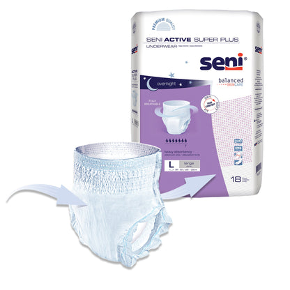 Seni® Active Super Plus Unisex Adult Absorbent Underwear Pull On with Tear Away Seams Large Disposable Heavy Absorbency (1163858_PK)