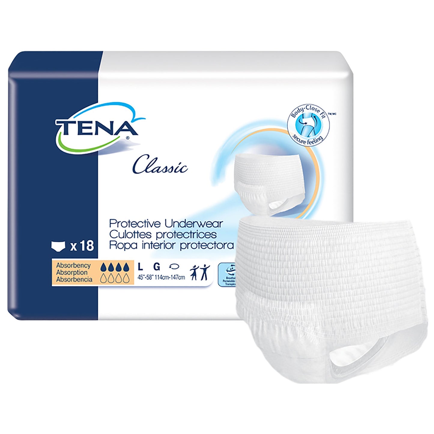 TENA® Classic Unisex Adult Absorbent Underwear Pull On with Tear Away Seams Large Disposable Moderate Absorbency (959416_CS)