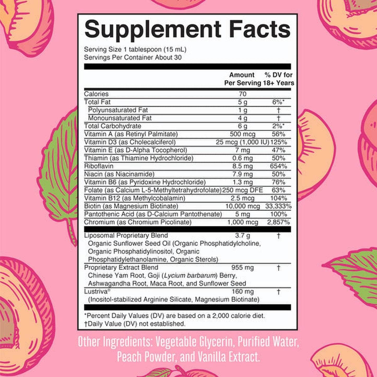 Mary Ruth's® Women's Multivitamin + Hair Growth Liposomal Multivitamin Supplement Vitamin A / D / E / Biotin 500 mcg - 25 mcg - 7 mg - 10,000 mcg Strength Liquid 15.22 oz. Peach Flavor (1271767_EA)