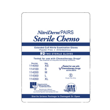 NitriDerm® EC Exam Glove X-Large Sterile Pair Nitrile Extended Cuff Length Smooth Blue Chemo Tested (1009231_CS)