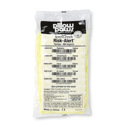 Pillow Paws® Risk Alert® Terries™ Slipper Socks Unisex Adult X-Large All Around Tread Single Patient Use Yellow (700339_CS)
