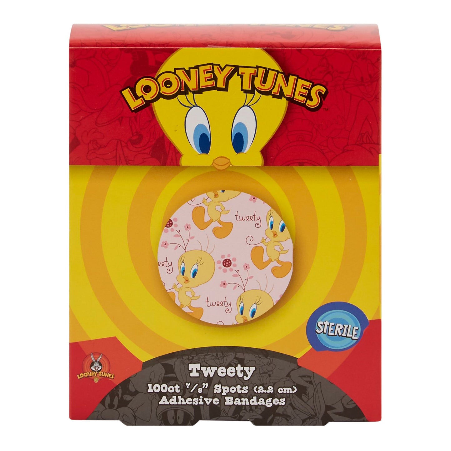 Looney Tunes™ Adhesive Spot Bandage 7/8 Inch Plastic Round Kid Design (Tweety) Sterile (516298_BX)
