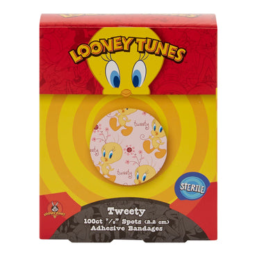 Looney Tunes™ Adhesive Spot Bandage 7/8 Inch Plastic Round Kid Design (Tweety) Sterile (516298_BX)