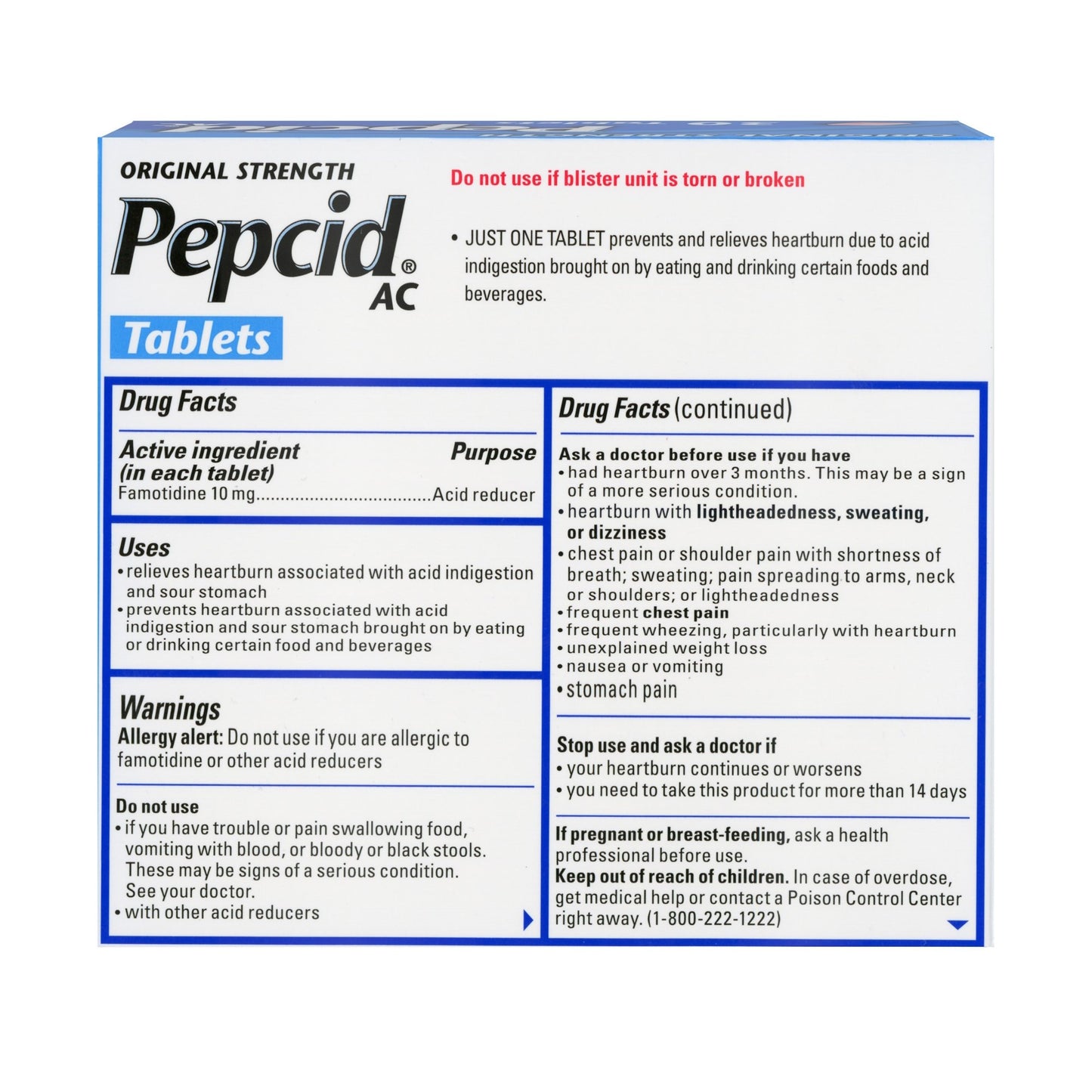 Pepcid® AC Antacid 10 mg Strength Tablet 30 per Box (677833_CS)