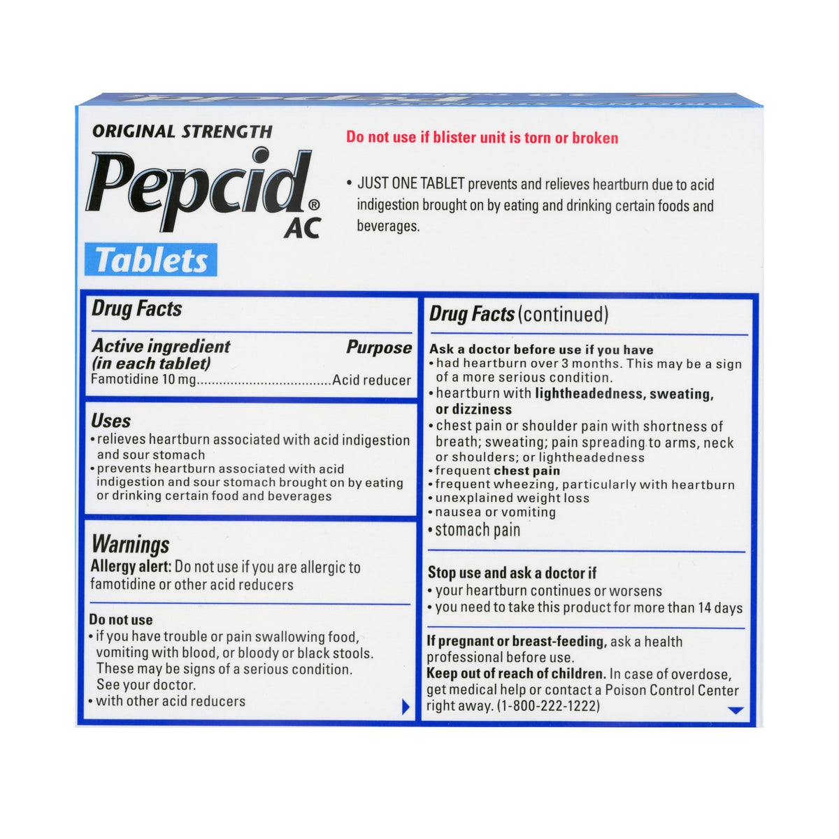 Ac Inmg Pepcid® AC Antacid 10 mg Strength Tablet 30 per Box (677833_BT ...