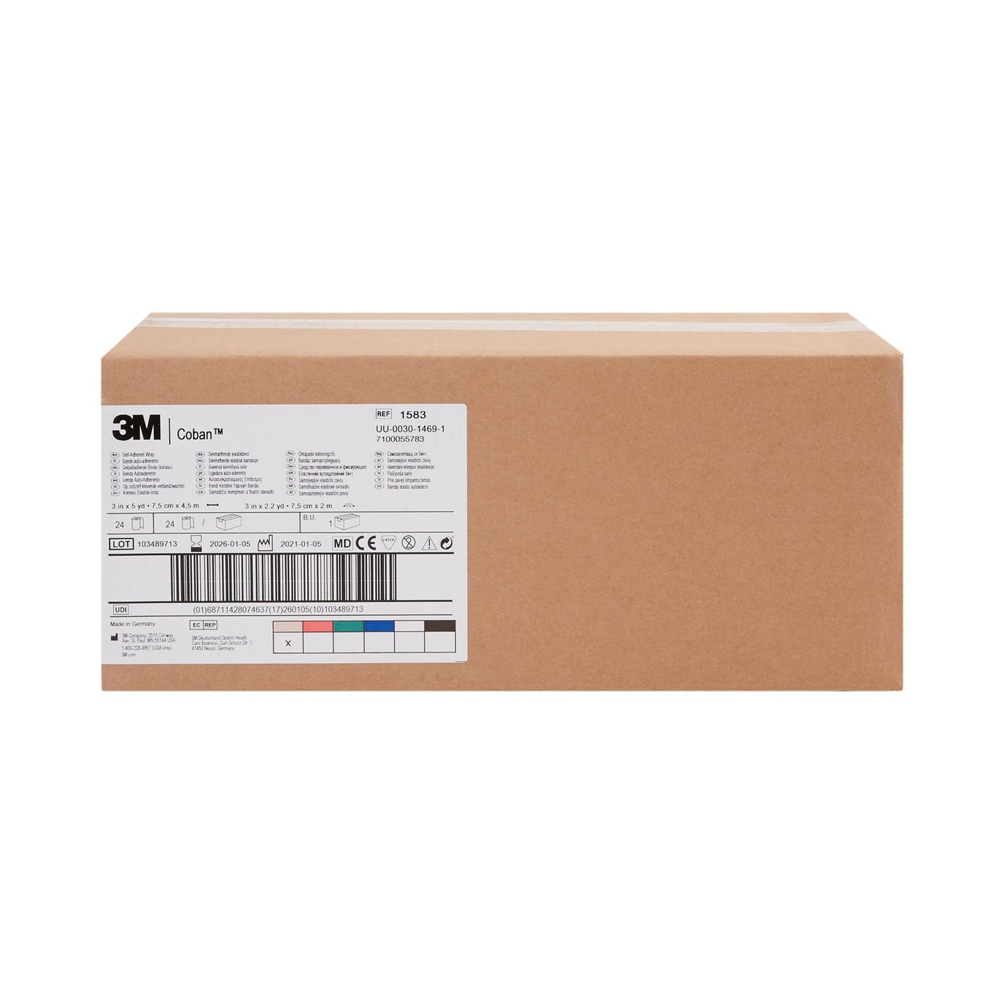 3M™ Coban™ Cohesive Bandage 3 Inch X 5 Yard Self-Adherent Closure Tan NonSterile Standard Compression (481237_CS)