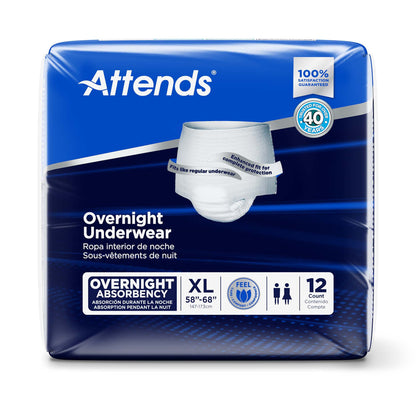 Attends® Overnight Unisex Adult Absorbent Underwear Pull On with Tear Away Seams X-Large Disposable Heavy Absorbency (830767_BG)