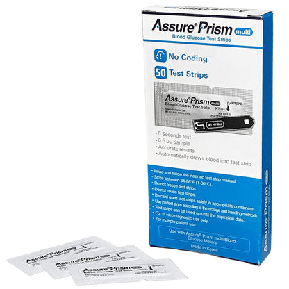 ASSURE® Prism Multi Foiled Wrapped Blood Glucose Test Strips 50 Strips per Pack (1240086_BX)