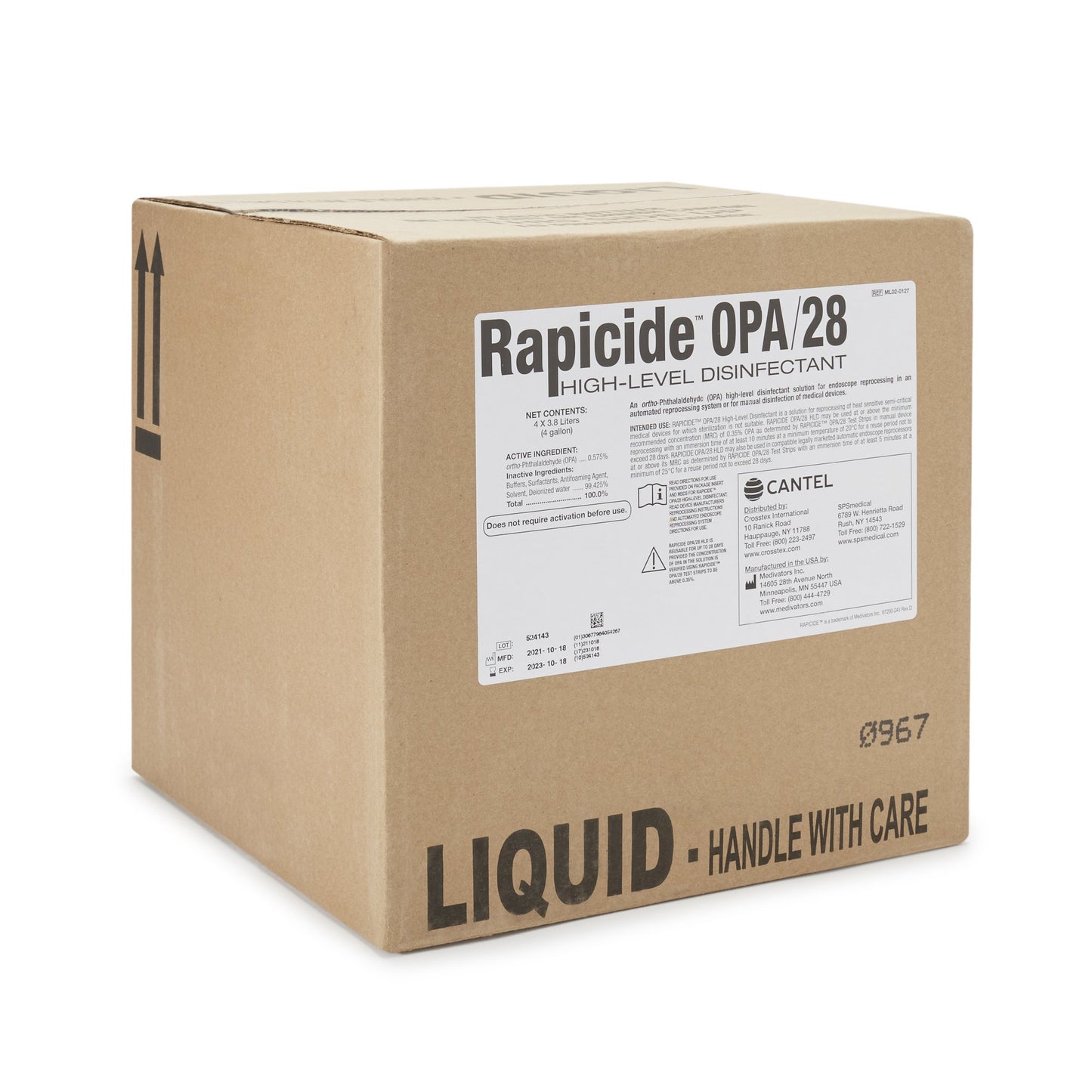 Rapicide™ OPA/28 OPA High-Level Disinfectant RTU Liquid 1 gal. Jug Reusable (835023_CS)