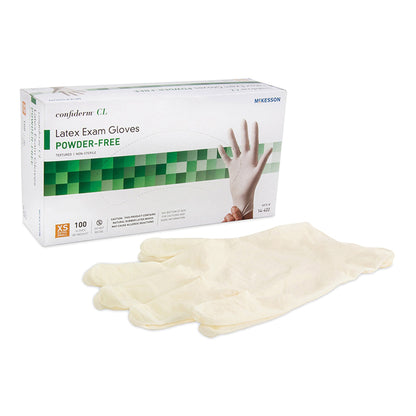 McKesson Confiderm® CL Exam Glove X-Small NonSterile Latex Standard Cuff Length Textured Fingertips Ivory Not Rated (921591_CS)