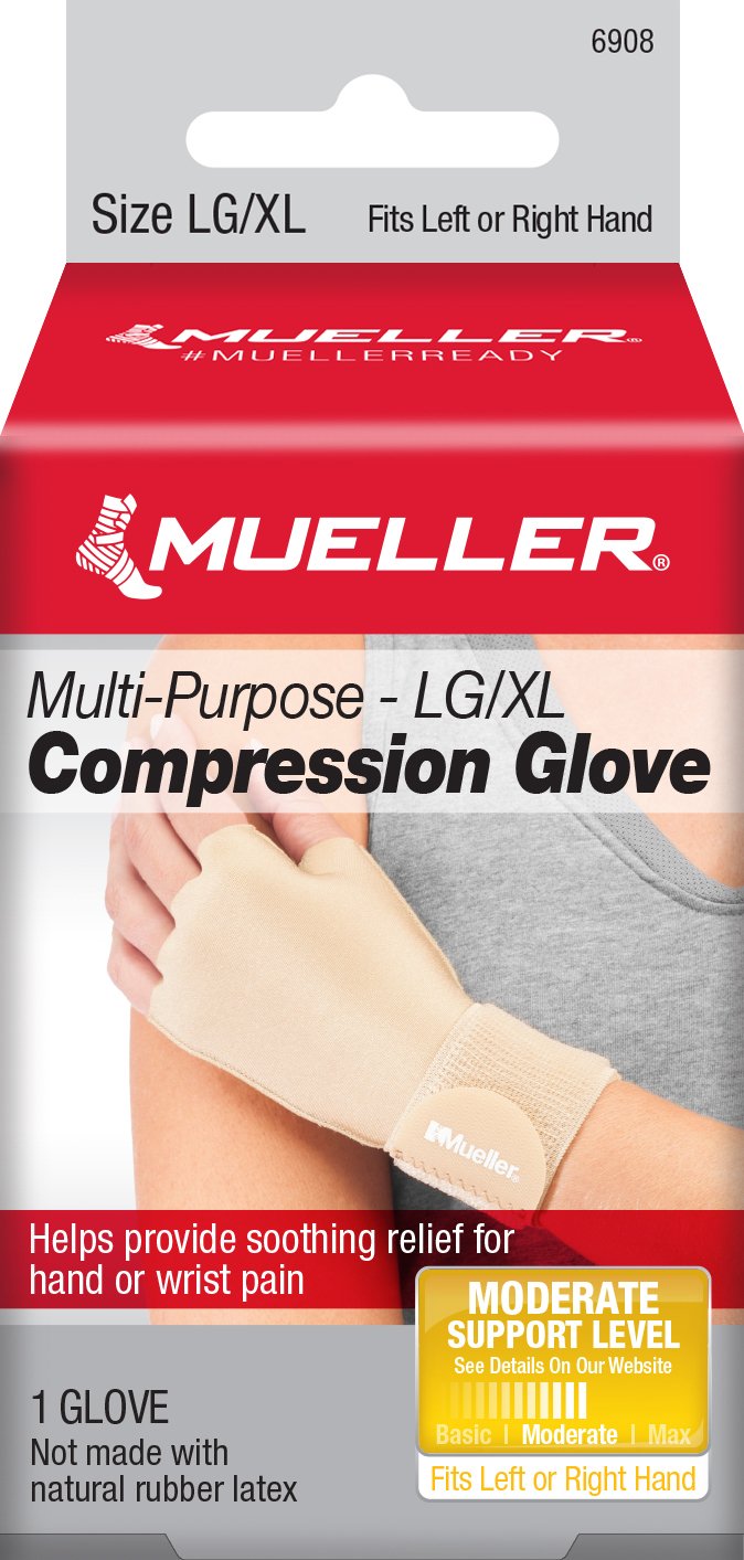 Mueller® Compression & Support Gloves Compression Glove Fingerless Large / X-Large Over-the-Wrist Length Ambidextrous (1141667_EA)