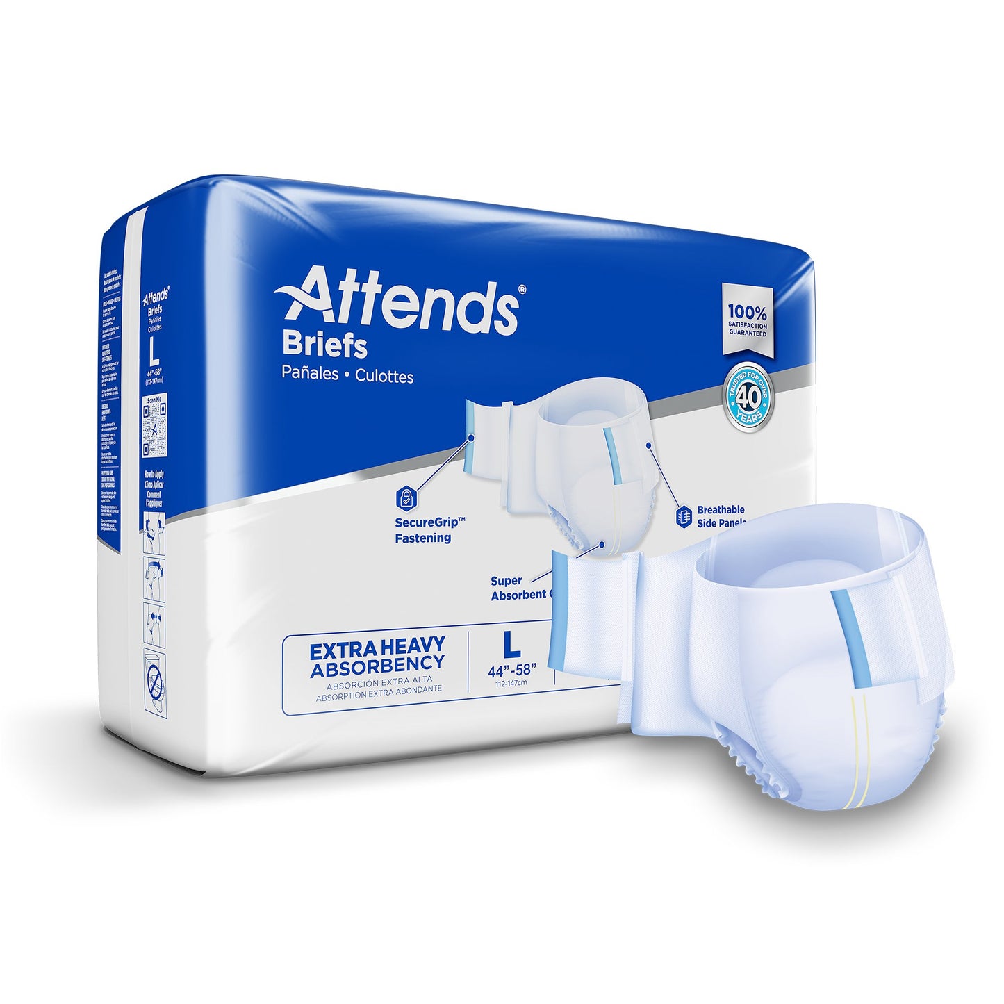 Attends® Care Advanced Unisex Adult Incontinence Brief Large Disposable Heavy Absorbency (1247853_BG)