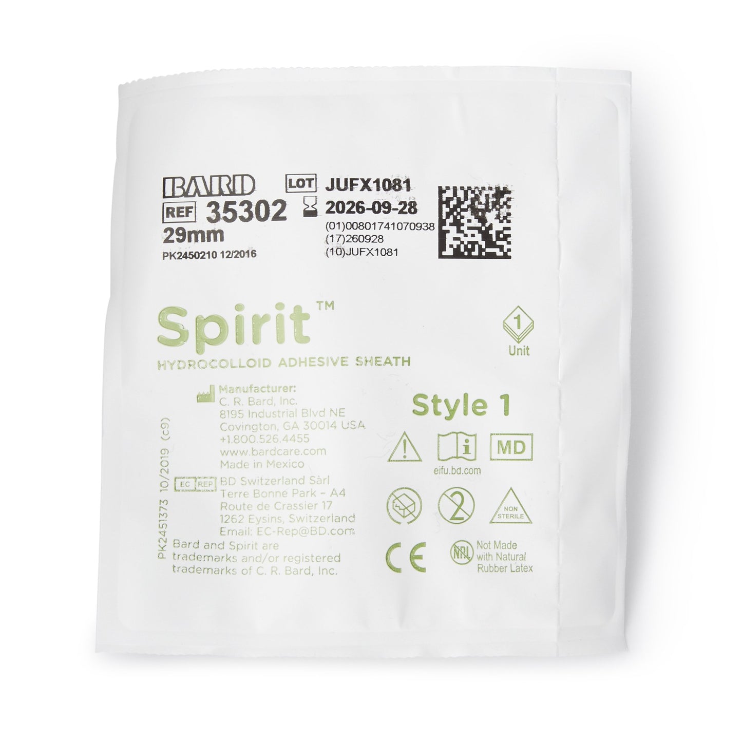 Spirit™1 Male External Catheter Self-Adhesive Seal Hydrocolloid Silicone Medium (1048981_CS)