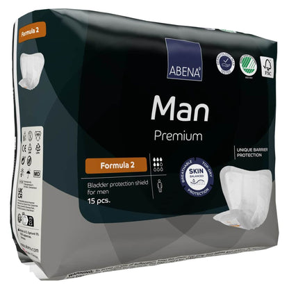 Abena® Premium Man Bladder Control Pad 9 X 11.4 Inch Moderate Absorbency Fluff / Polymer Core Size 2 (1218254_PK)
