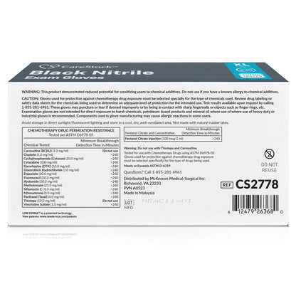 CareStock™ Exam Glove X-Large NonSterile Nitrile Standard Cuff Length Fully Textured Black Not Rated (1230895_BX)