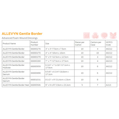 Allevyn Gentle Border Foam Dressing 6-5/8 X 6-3/4 Inch With Border Film Backing Silicone Gel Adhesive Sacral Sterile (776603_CS)