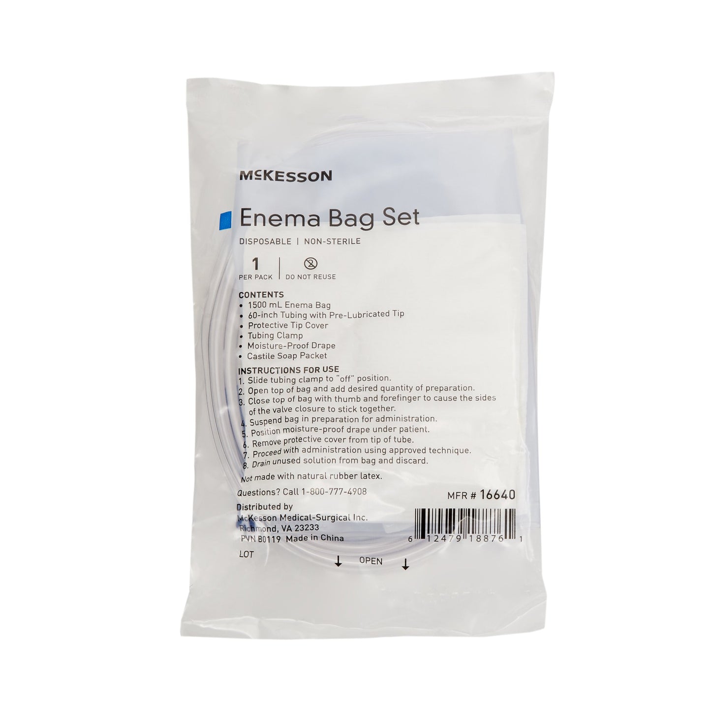 McKesson Enema Bag Set NonSterile 1500 mL (854375_CS)