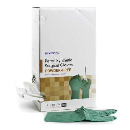 McKesson Perry® Performance Plus Surgical Glove Size 9 Sterile Polychloroprene Standard Cuff Length Smooth Dark Green Chemo Tested (1044742_BX)