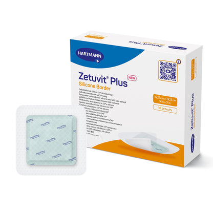 Zetuvit® Plus Silicone Border Super Absorbent Dressing Silicone Adhesive 5 X 5 Inch Square (1242907_EA)
