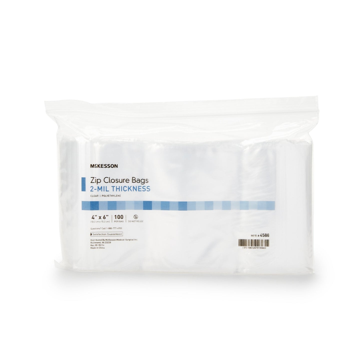 McKesson Reclosable Bag 4 X 6 Inch Polyethylene Clear Zipper Closure (957784_BG)
