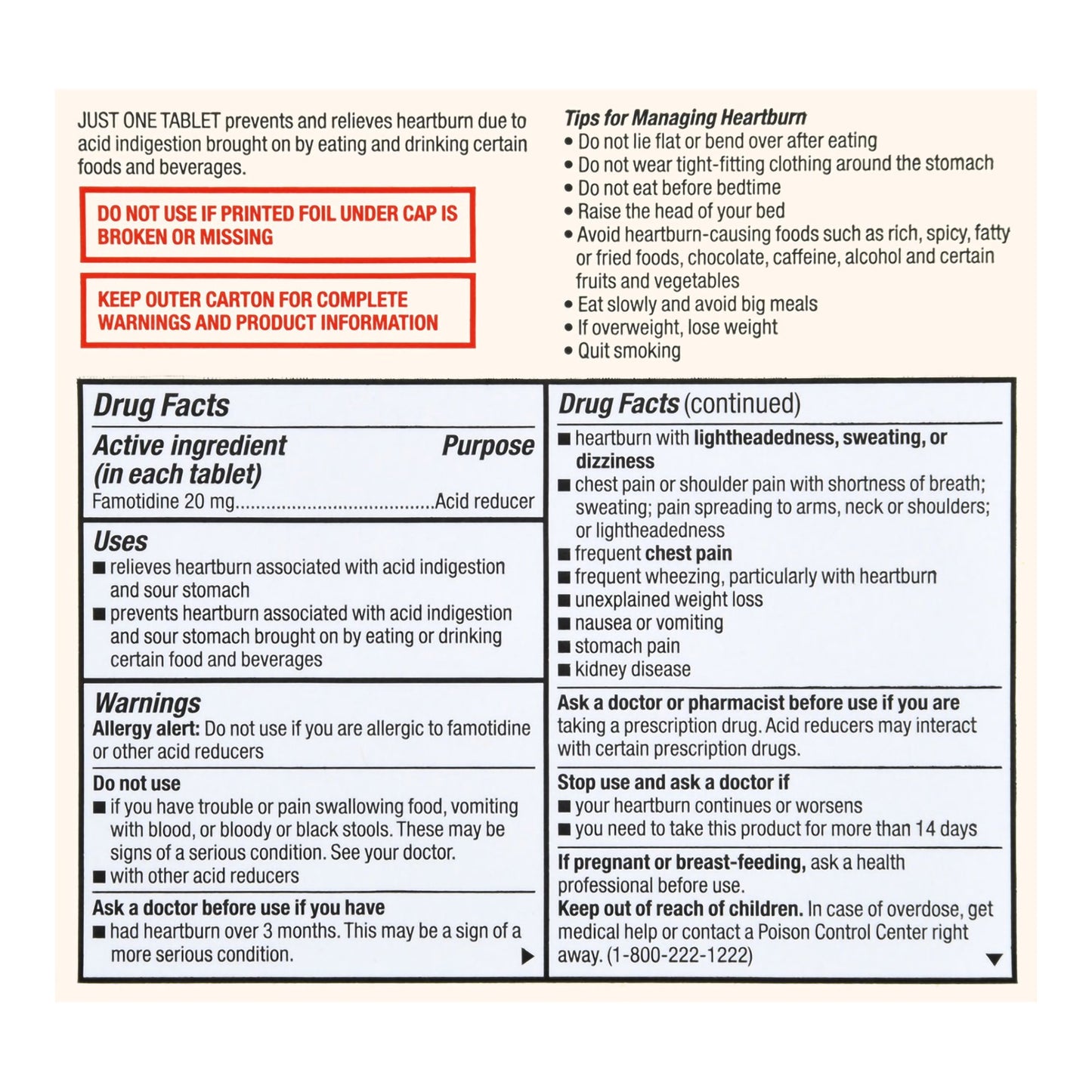 Foster & Thrive™ Antacid 20 mg Strength Tablet 50 per Bottle (1238987_BT)