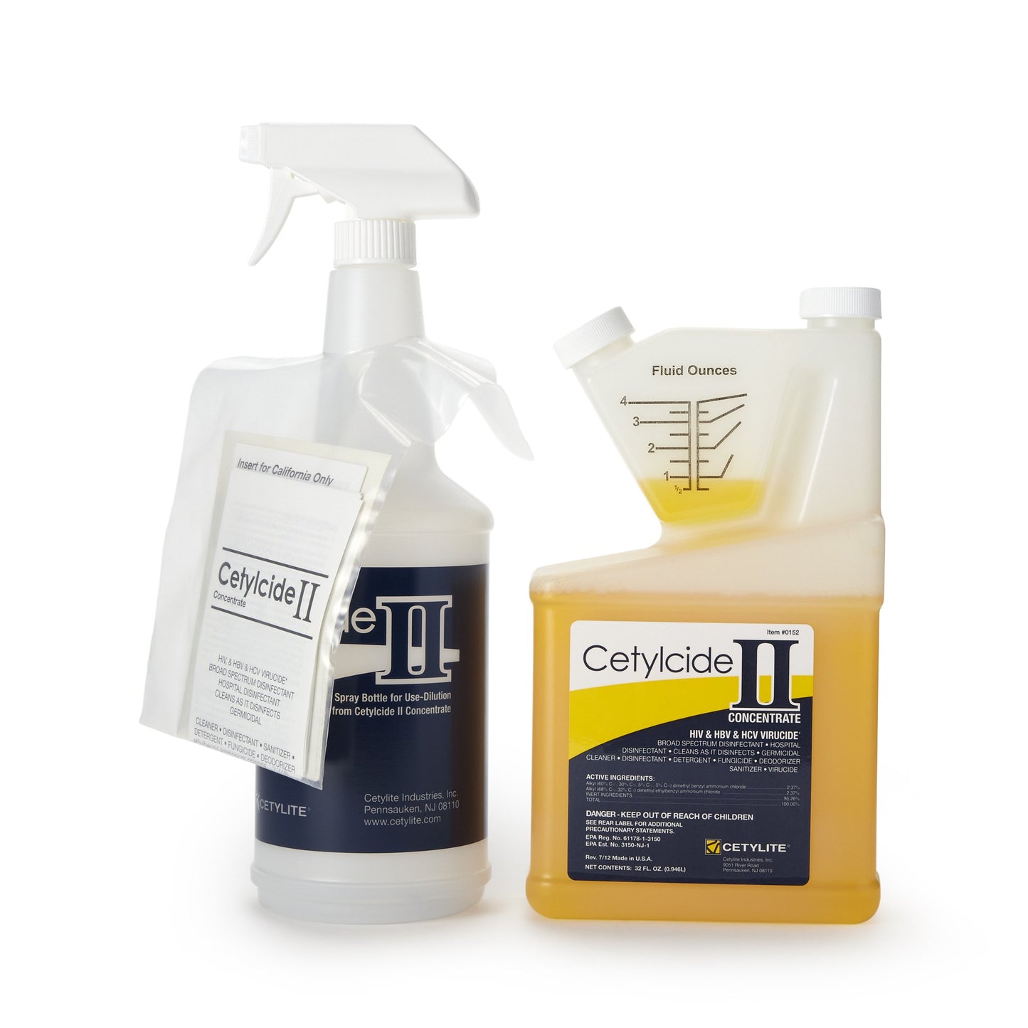 Cetylcide-II® Surface Disinfectant Quaternary Based Manual Pour Liquid Concentrate 32 oz. Bottle Lemon Scent NonSterile (929226_EA)