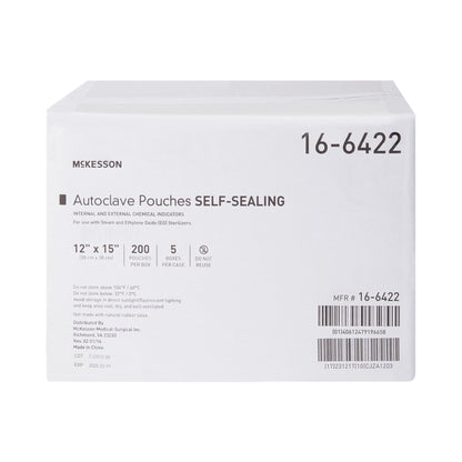 McKesson Sterilization Pouch Ethylene Oxide (EO) Gas / Steam 12 X 15 Inch Transparent Blue / White Self Seal Paper / Film (960947_BX)