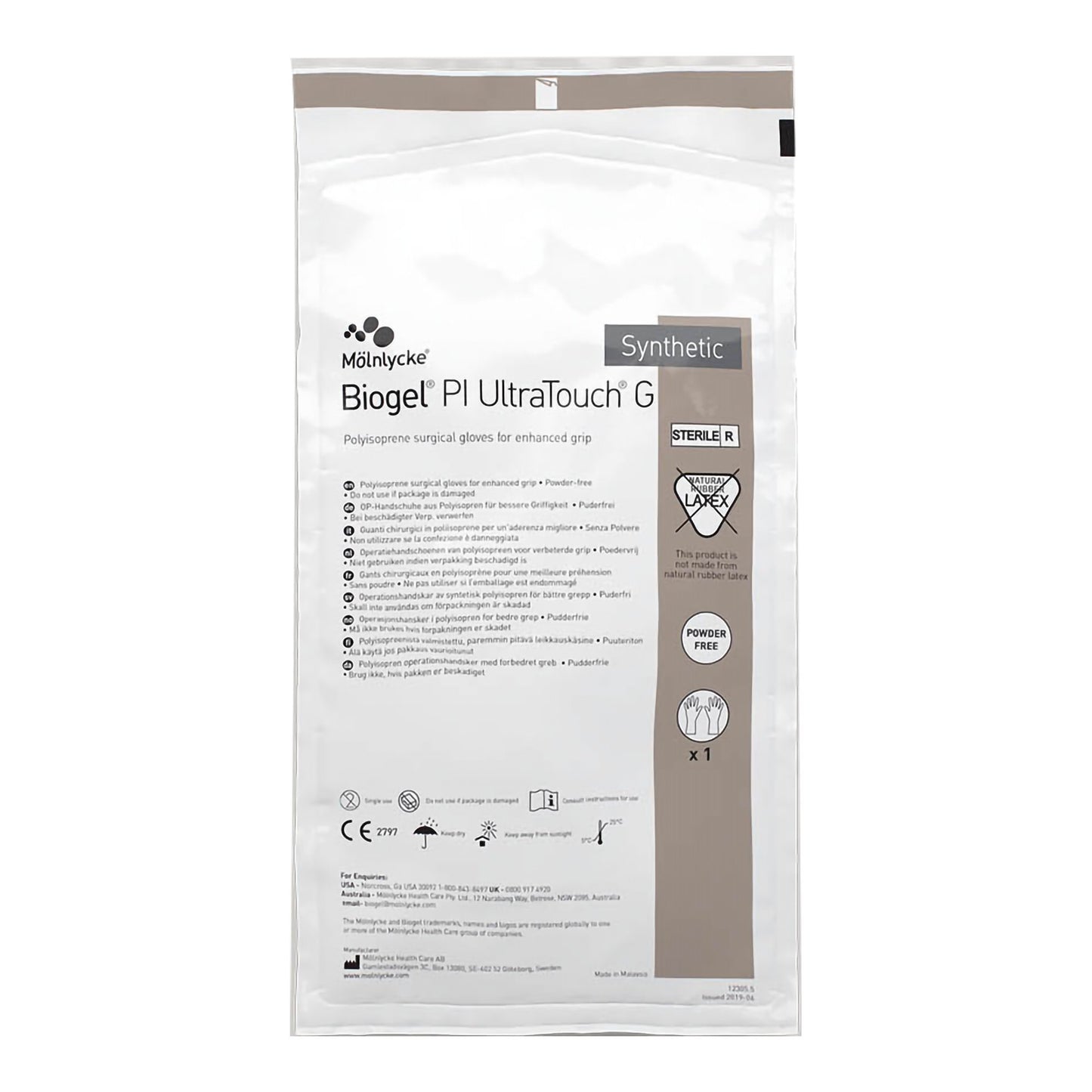 Biogel® PI UltraTouch™ G Surgical Glove Size 7.5 Sterile Polyisoprene Standard Cuff Length Micro-Textured Straw Chemo Tested (726147_CS)