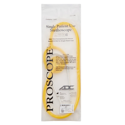 Proscope™ 664 Disposable Stethoscope Yellow 1-Tube 22 Inch Tube Single Sided Chestpiece (493334_CS)
