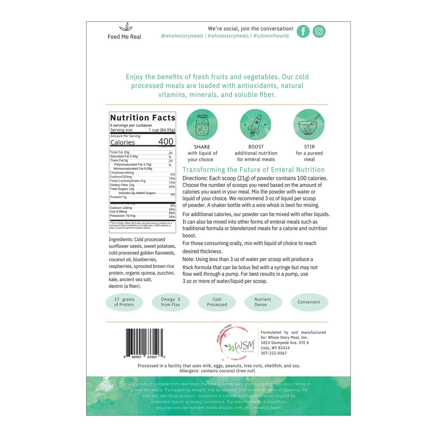 Whole Story Meals Oral Supplement Kale Quinoa Berry Flavor 16 oz. Pouch Powder (1223928_CS)