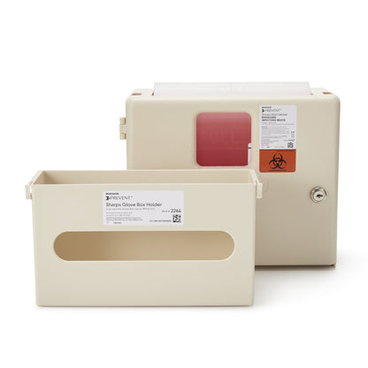 McKesson Prevent® Sharps Container Cabinet / Wall Enclosure with Glove Box Polypropylene Wall Mount Locking (855131_EA)