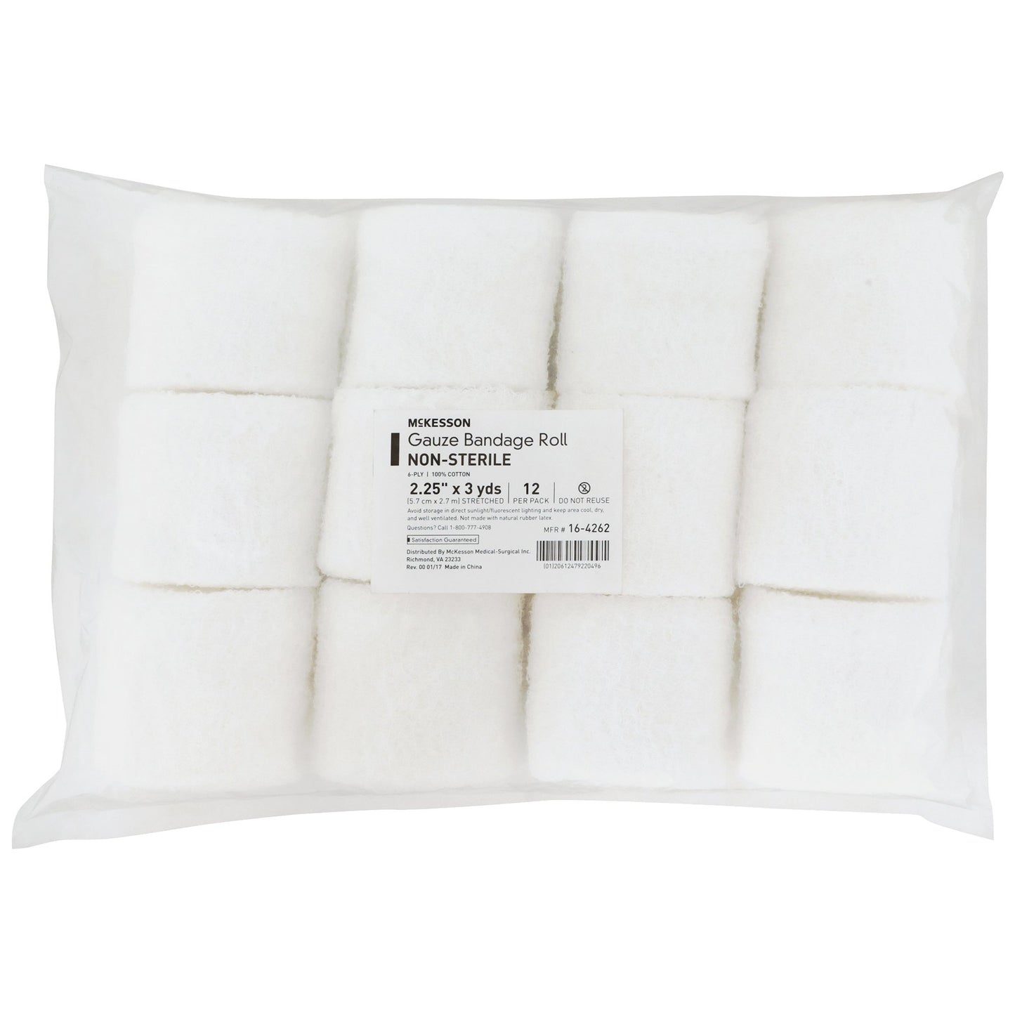 McKesson Fluff Bandage Roll 2-1/2 Inch X 3 Yard 6-Ply NonSterile 12 per Bag (1055582_CS)