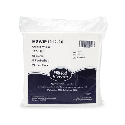 McKesson Cleanroom Wipe ISO Class 5 20 Count Bag 12 X 12 Inch Sterile Disposable (1139247_PK)