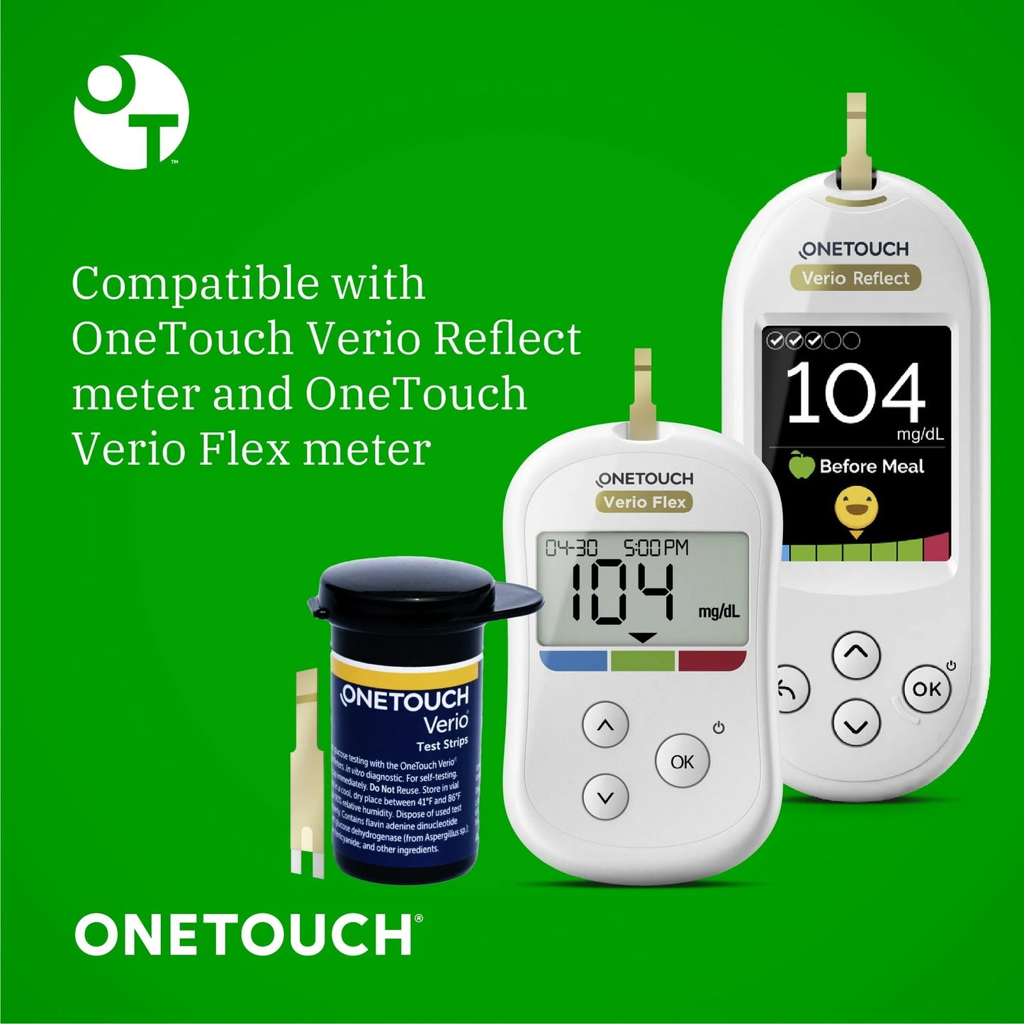 OneTouch® Verio® Blood Glucose Test Strips 100 Strips per Pack (832490_BX)